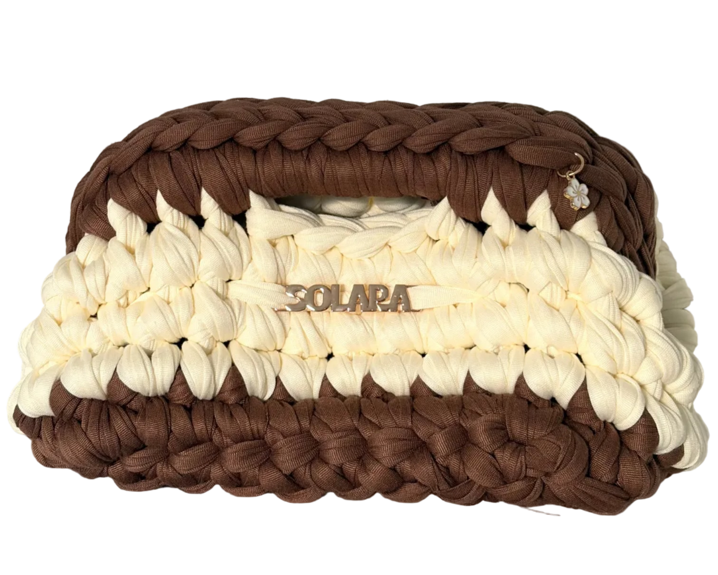 SOLARA CLUTCH - VANILLA WITH COCOA TRIM
