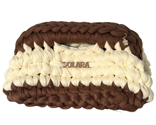 SOLARA CLUTCH - VANILLA WITH COCOA TRIM
