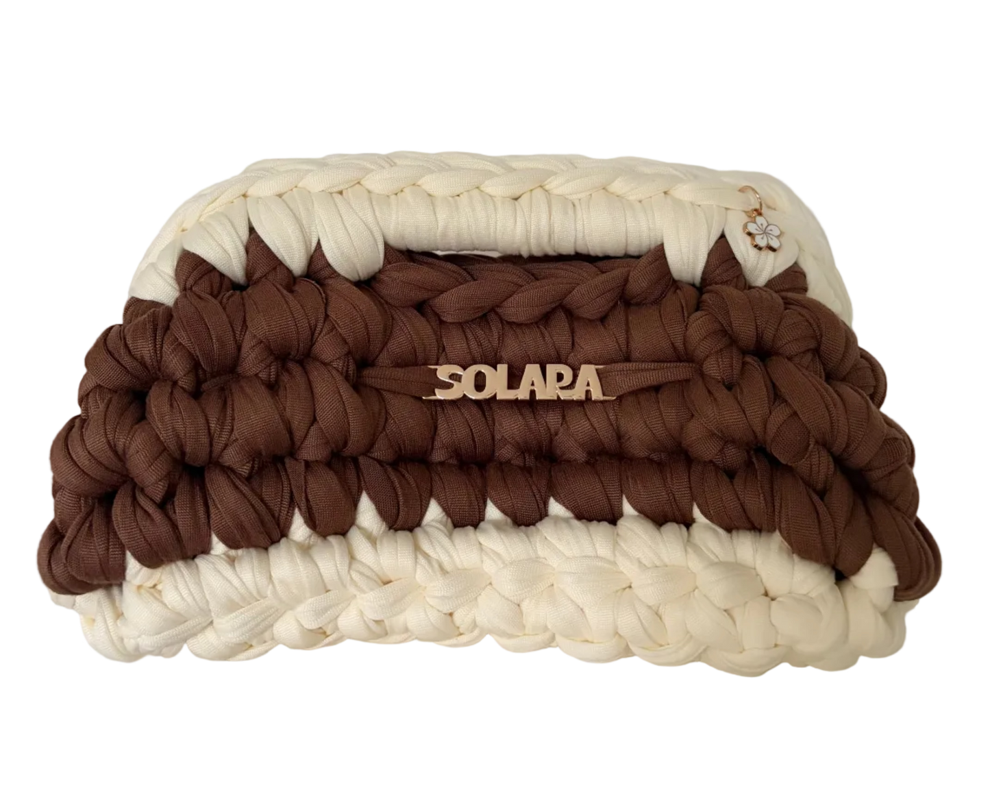 SOLARA CLUTCH - COCOA WITH VANILLA TRIM
