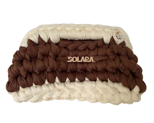 SOLARA CLUTCH - COCOA WITH VANILLA TRIM