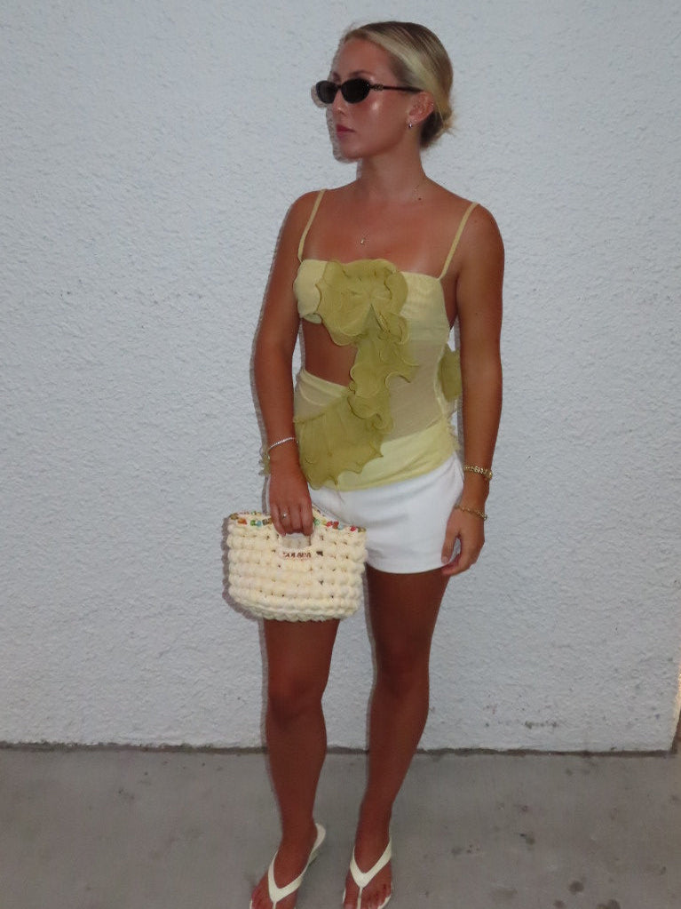 TROPEA WITH BEADED TRIM - BUTTER/OFF WHITE